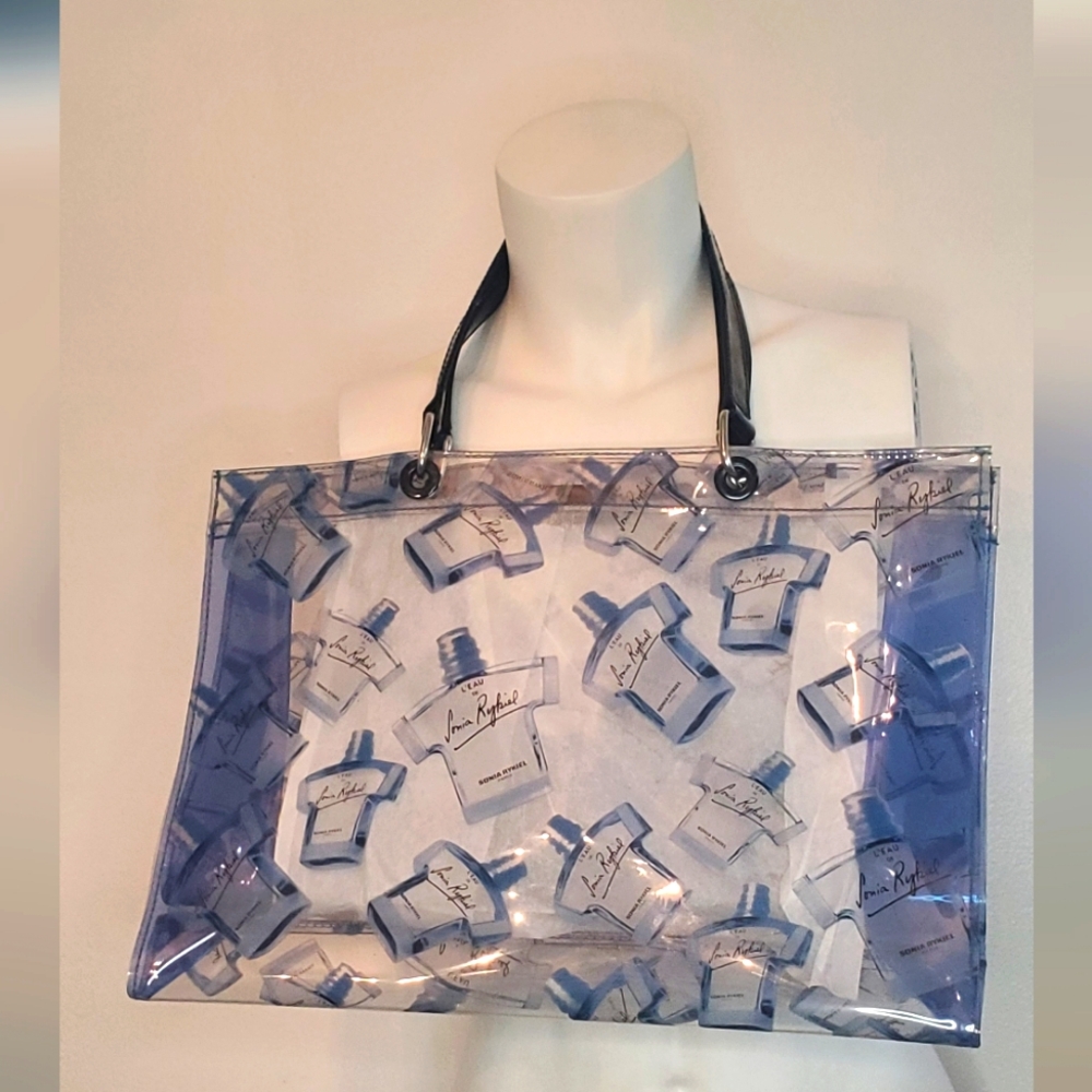 SONIA RYKIEL-sizeM-Vintage clear vinyl with Sonia Rykiel logo print bag/handbag